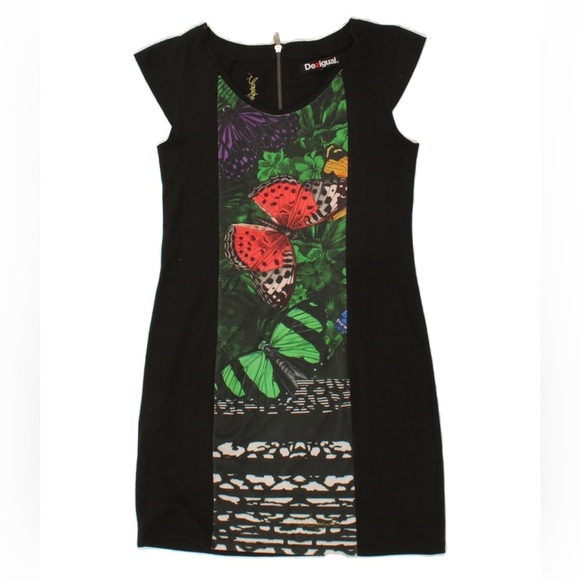 Desigual Dresses & Skirts - DESIGUAL - Womens Sheath Dress Black Floral Polyester Butterfly